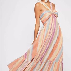 Free People Tropical striped boho maxi dress